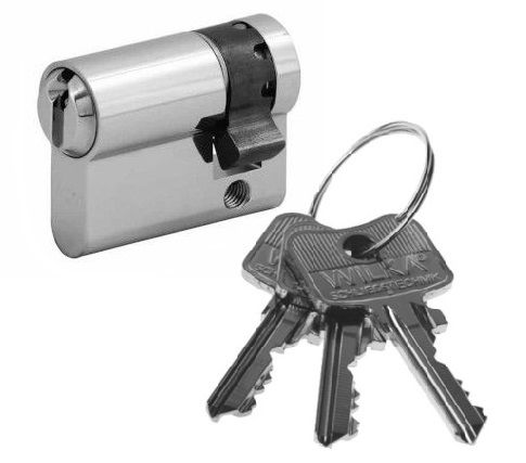 Single profile cylinder 45-10, nickel-plated brass