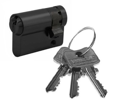 Single profile cylinder 55-10, black (shortened key)