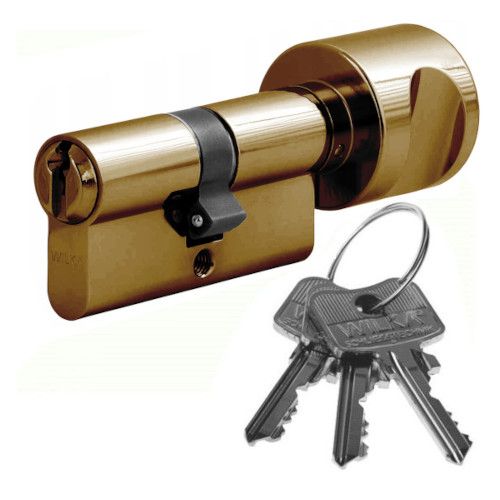 1484 A shortened profile cyllinder with knob, P26-40 mm, brass