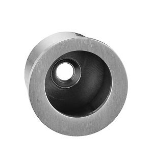 Sliding door handle, flush-mounted on leaf edge, stainless steel