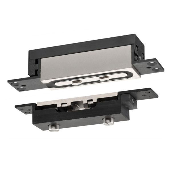 Shear magnet lock with mechanical locking, stainless steel, 12/24V DC, 1200 kg