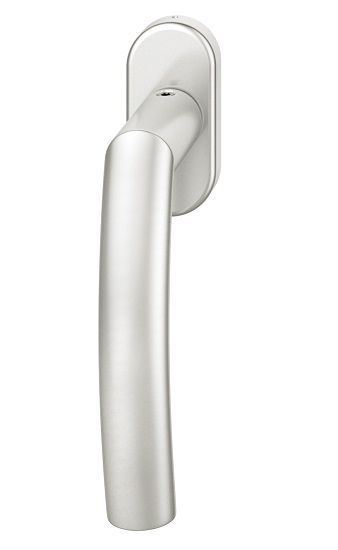 Window handle on oval rose, aluminium F1