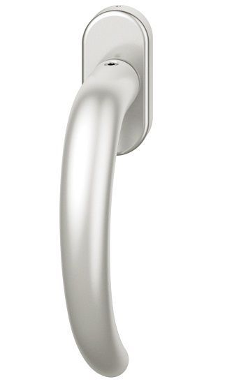Window handle on oval rose, aluminium F1