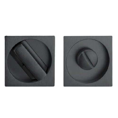 Square pair sliding door plates with WC turn, matt black (18)