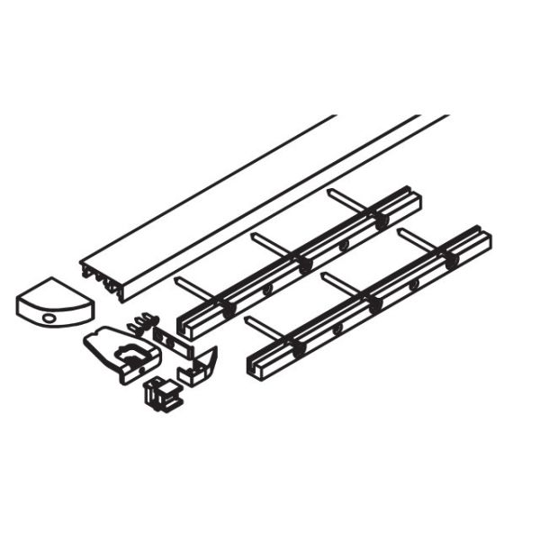 HAWA Folding Concepta base profile set for 2 doors, aluminium anodized black