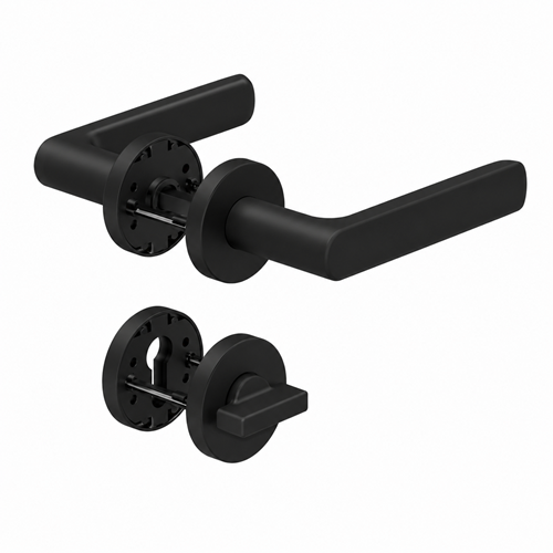 8115 PREMIUM käepide/roseti komplekt WC, must C35
