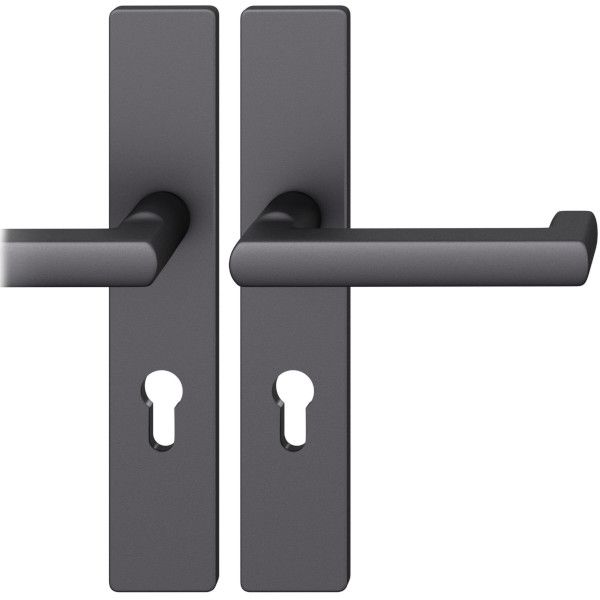 79 1031 Käepideme komplekt tagaplaatidega 92mm PZ tuletõkkeustele, alumiinium must matt, PAREM