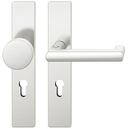 79 1031 Uksenupu komplekt tagaplaatidega 92mm PZ tuletõkkeustele, alumiinium naturaalne F1, PAREM