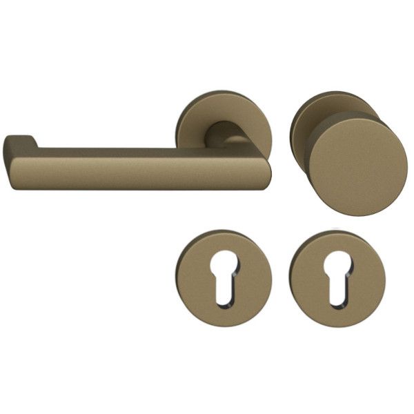 79 1031 Uksenupu komplekt ümaratel rosetidel PZ tuletõkkeustele, keskmine tume pronks S5, VASAK