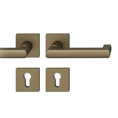 79 1031 Käepideme komplekt nelinurksetel rosetidel PZ tuletõkkeustele, keskmine tume pronks S5