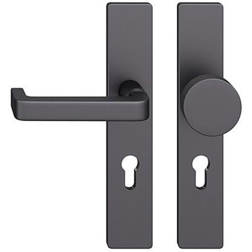 FSB 79 1134 door knob set with backplates for fireproof emergency doors, PZ 92mm, aluminium matt black S8,LEFT