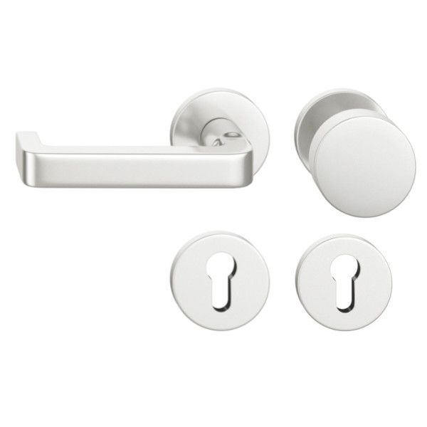 FSB 79 1134 door knob set with PZ round roses for fireproof emergency doors, natural aluminium F1,LEFT