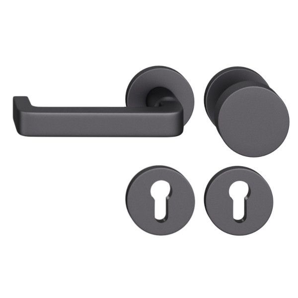 FSB 79 1134 door knob set with PZ round roses for fireproof emergency doors, matt black S8,LEFT