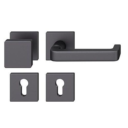 FSB 79 1134 door knob set with PZ square roses for fireproof emergency doors, matt black S8,RIGHT