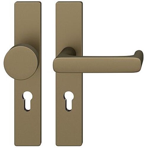 FSB 79 1290 door knob set with backplates for fireproof emergency doors, PZ 92mm, medium dark bronze S5,RIGHT
