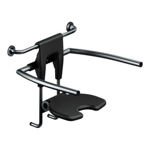 Suspended seat for shower/bath with armrests without floor support, st.steel/PUR