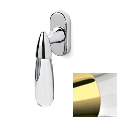 Window handle AURORA K164, brass gold tone, polished PVD + clear glass (Z6)