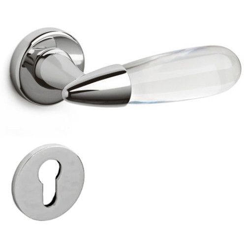 AURORA handle/rose set. PZ, chrome/transparent