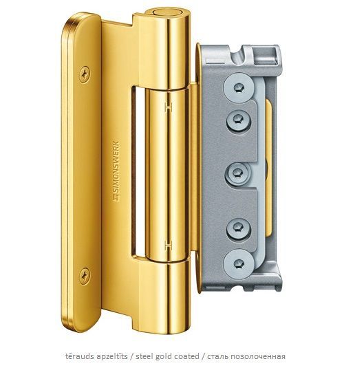 Entrance door hinges (3 pc.) BAKA Protect 4010 3D FD MSTS, polished gold-coated