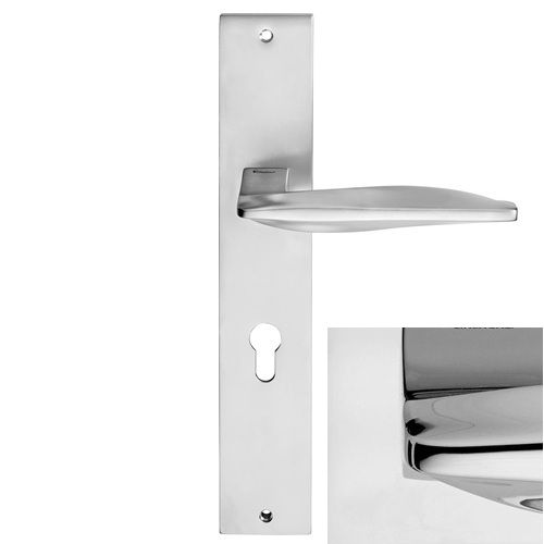 AQUA handle PZ set with long backplate, polished chrome