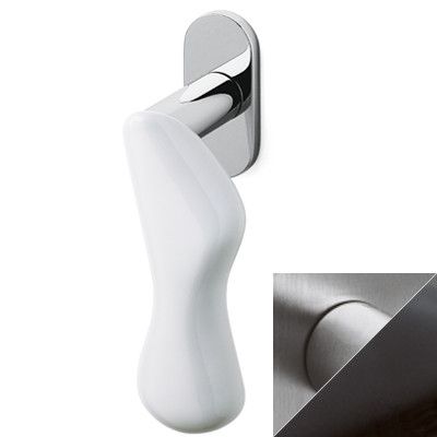 Window handle CHELSEA PORCELLANA K232B, brass chrome-plated, satin + black porcelain, matt (ME)
