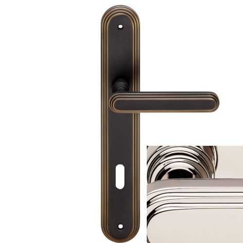 CHIC handle set with long backplates BB, polished nickel
