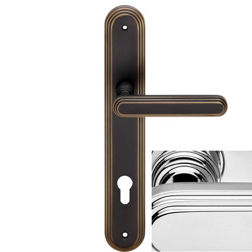 CHIC handle set with long backplates PZ, polished chrome