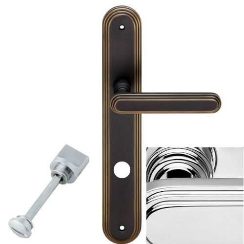 CHIC handle set with long backplates WC 233NT, polished chrome