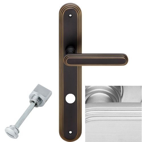 CHIC handle set with long backplates WC 233NT, matt chrome