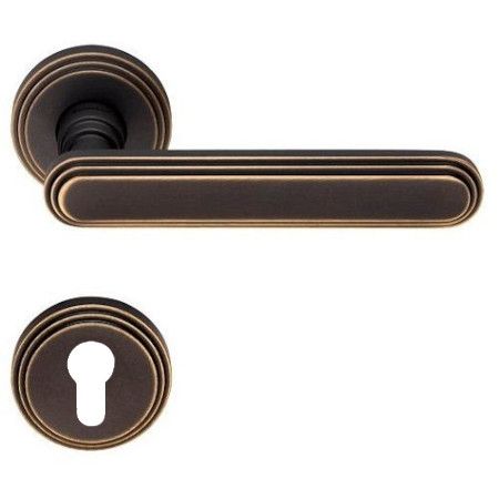 CHIC handle set with roses 004 PZ, matt bronze
