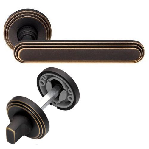CHIC handle set with roses 004 WC 233NT, matt bronze