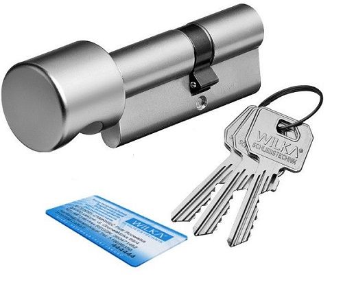 Profile cylinder with knob 1400/C PREMIUM 35-45, nickel plated brass