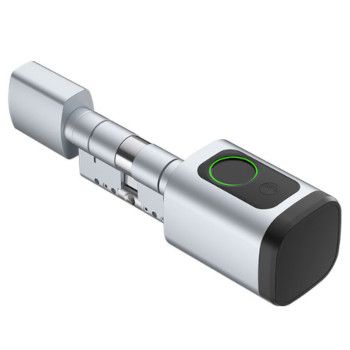 Smart profile cylinder V1 nupuga, biomeetria, klahvistiku ja RFID-lugejaga, hõbedane