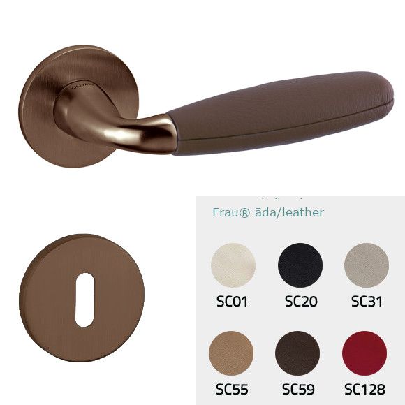 CLUB M181B handle/rose set, BB, bronze tone PVD satin + Frau® leather (DV)