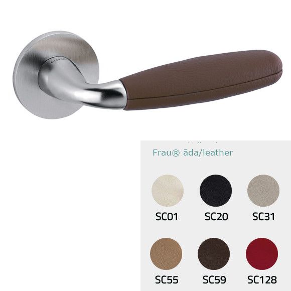 CLUB M181B handle/rose set, BAC, chrome-plated satin + Frau® leather (MV)