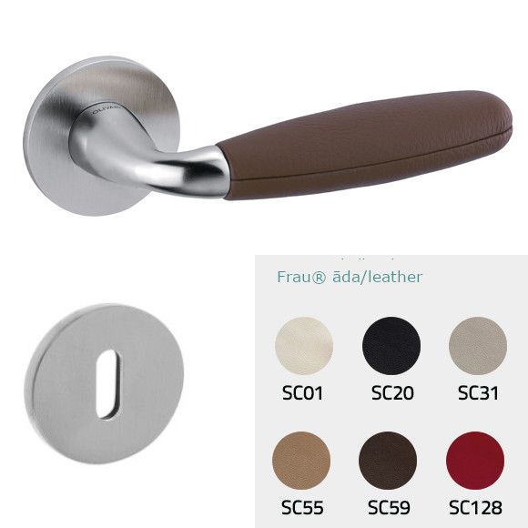 CLUB M181B handle/rose set, BB, chrome-plated satin + Frau® leather (MV)