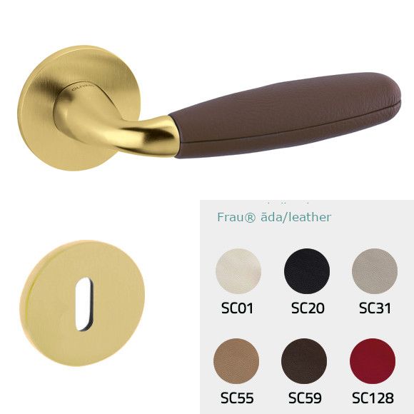 CLUB M181B handle/rose set, BB, gold tone PVD satin + Frau® leather (TV)