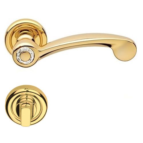 COSMIC handle set with roses 103 WC 233NT, brass gold plated+ crystals