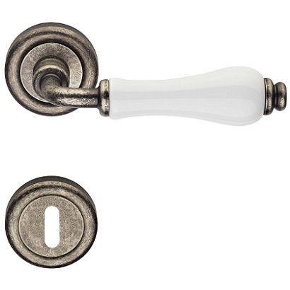 DALIA handle set with roses 103 BB, aged iron + white porcelain