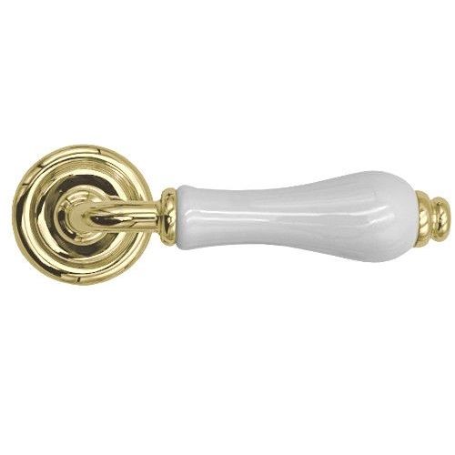 DALIA handle set with roses 103 BAC, polished brass + white porcelain