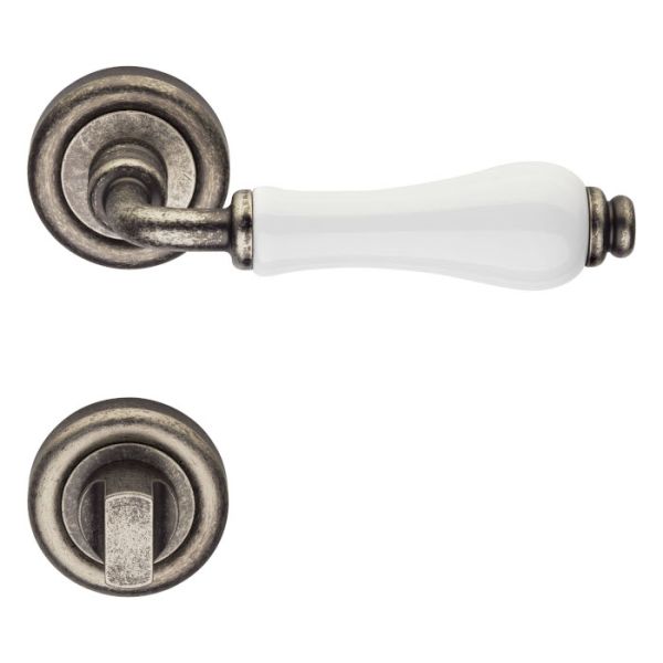 DALIA käepide/roseti komplekt 103 WC 233NT, antiikmessing + valge portselan