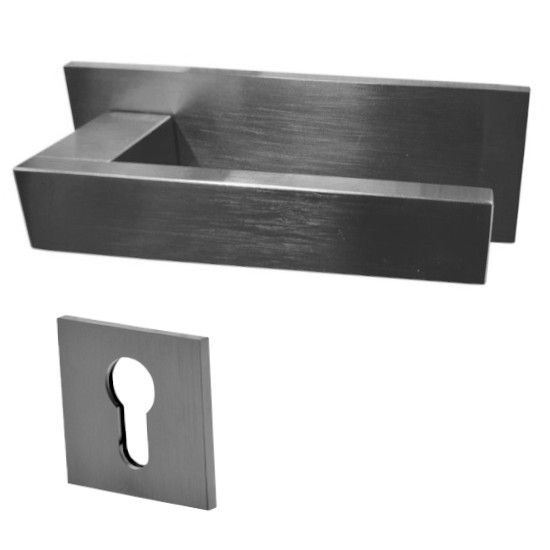 DIANA M206 handle/horiz. backplate set with square PZ rozeti, brass satin with st.steel finish