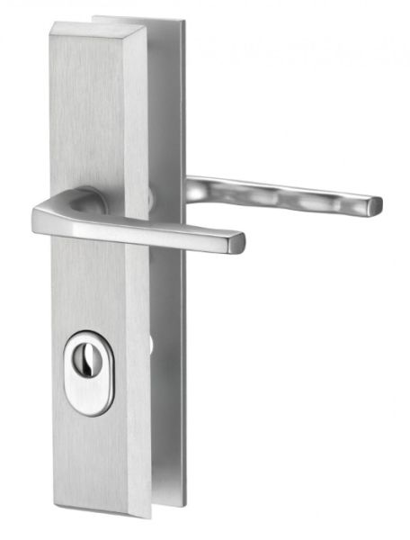 ALPHA turvaplaat komplekt käepide/käepide, silindrikilbiga, 8/72mm, ukse paksus 65-75mm, alumiinium, naturaalne t. F1