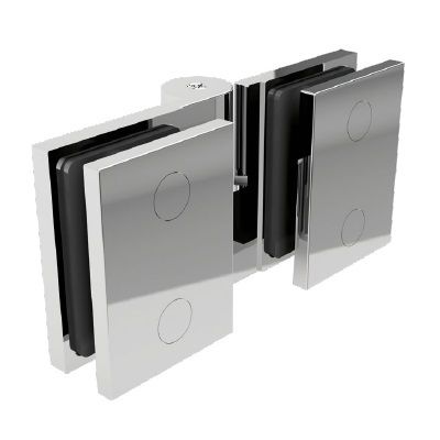 Shower door hinge ELENA - glass/glass 180°, opening outwards, brass bright chrome-plated, RIGHT