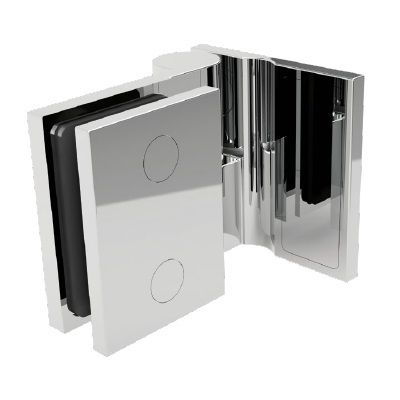 Shower door hinge ELENA - wall/glass 90°, opening outwards, brass bright chrome-plated, LEFT