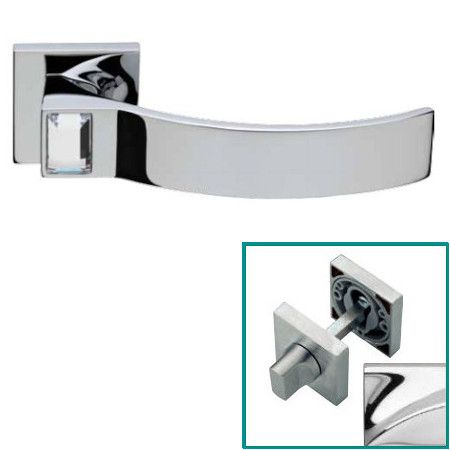 ELIOS käepide/roseti komplekt 019.WC 233NT, messingist harjatud kroom/kristallid