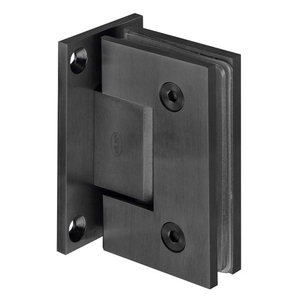 Hinge for glass doors IN.05.307.TB with T-shape fastener, wall/glass, satin st. steel PVD titanium in black
