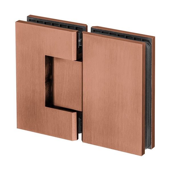 Hinge for glass doors IN.05.308.TCO, glass/glass, satin st. steel PVD titanium copper tone