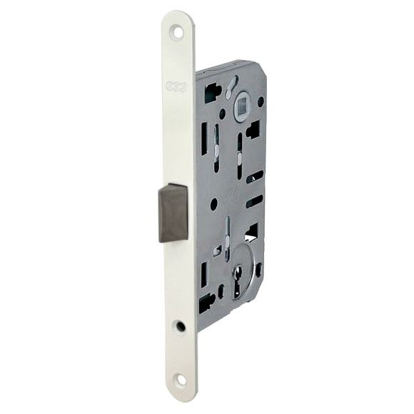 Mortise lock AGB EVO with PVC latch, BB 50/90/18mm, face plate white