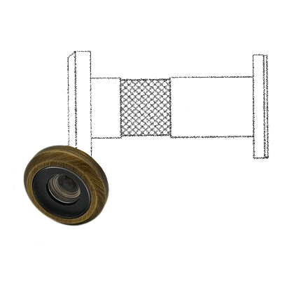 FUOCO fireproof door viewer with cover, 40-75mm, bronze coated
